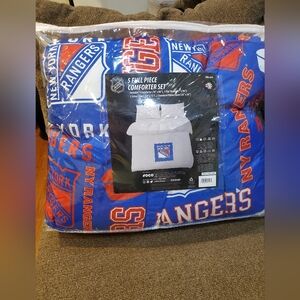 KIDS Hockey New York Rangers FOCO Full Sz Blue Comforter Set w/sheets/cases NWT